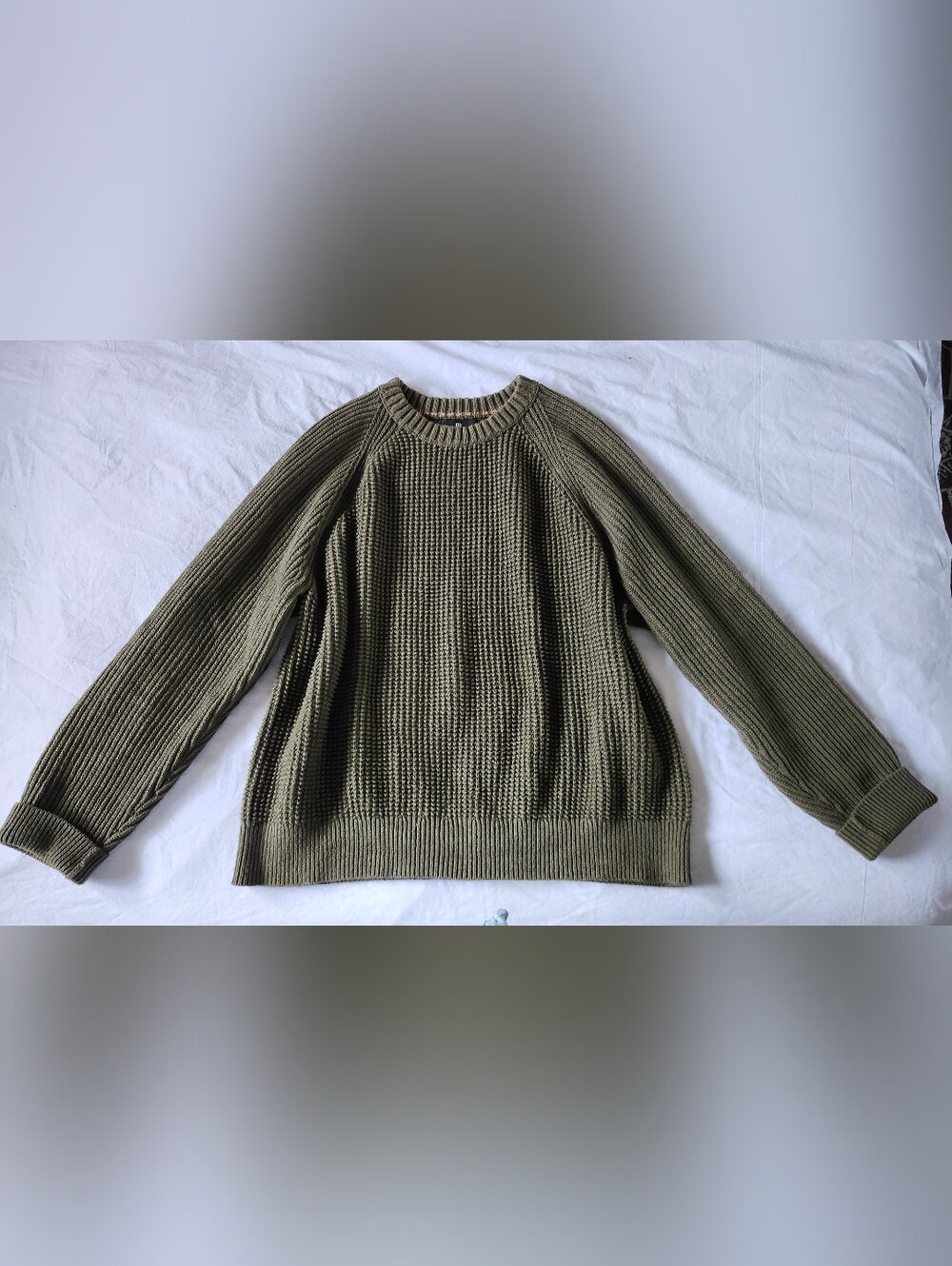 Vintage 100% Cotton Olive Fisherman Knit Sweater